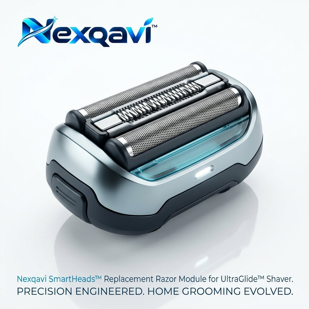 Nexqavi™ SmartHeads™ Replacement Razor Module for UltraGlide™ Shaver, Precision-Engineered 3-Stage Foil & Cutter Cassette with Skin-Glide Strip, Easy Snap-On Fit (Wet & Dry)