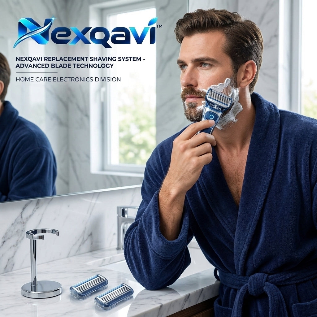 Nexqavi™ 5-Blade Electric Shaver for Men, Advanced Foil Shaving System with 2 Replacement Cartridge Heads, Precision Wet & Dry Grooming Razor with Smart LED Control