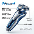 Nexqavi™ Pro Series Electric Shaver for Men, 3D Intelligent Rotary Razor with Precision Titanium Blades, Smart Sensor Tech, Cordless Rechargeable Wet & Dry Shaver with LED Display & Long Battery Life