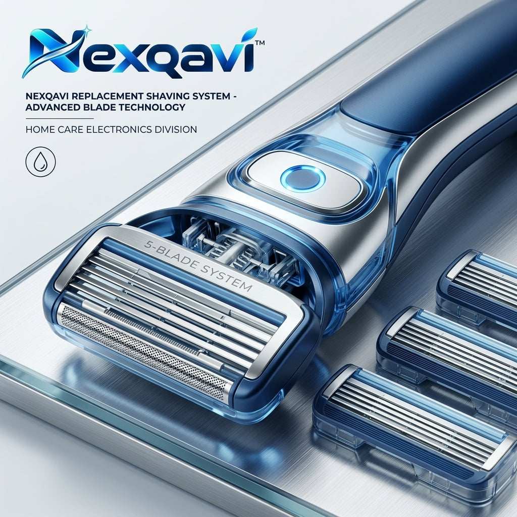 Nexqavi™ 5-Blade Electric Shaver for Men, Advanced Foil Shaving System with 2 Replacement Cartridge Heads, Precision Wet & Dry Grooming Razor with Smart LED Control