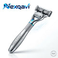 Nexqavi™ Precision Max 5-Blade Men’s Razor – Premium Weighted Metal Handle with Diamond-Knurled Grip & Flexible Pivot Head, Ultra-Close & Smooth Shave for Sensitive Skin