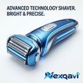 Nexqavi™ Men’s Electric Foil Shaver – 4-Blade Wet & Dry Cordless Razor with Integrated Precision LED Illumination, Flexible Floating Head, IPX7 Waterproof Rechargeable Grooming Kit (Metallic Blue)