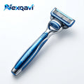 Nexqavi™ 5-Blade Men's Shaving Razor – Precision Pivoting Head & Ergonomic Non-Slip Weighted Chrome Handle with Lubricating Moisture Strip, Premium Manual Razor for a Smooth, Close Shave