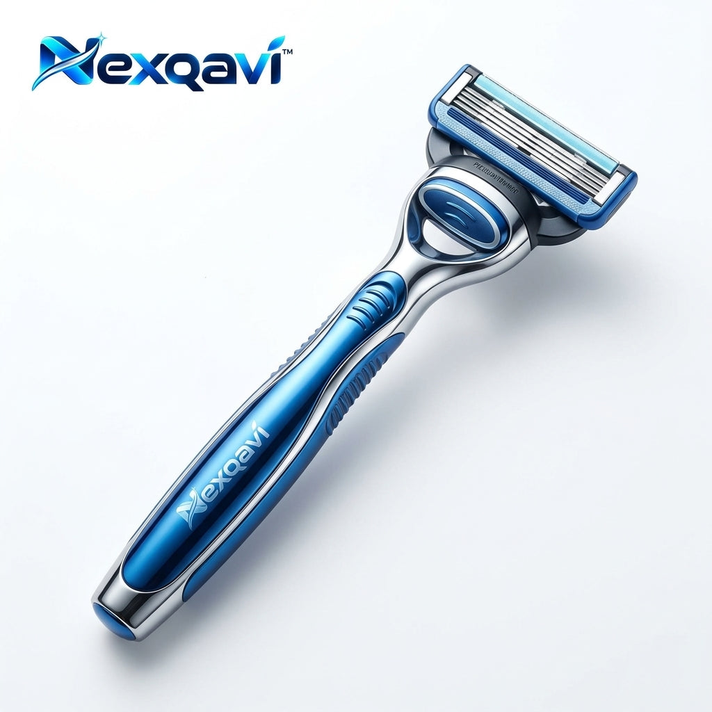 Nexqavi™ 5-Blade Men's Shaving Razor – Precision Pivoting Head & Ergonomic Non-Slip Weighted Chrome Handle with Lubricating Moisture Strip, Premium Manual Razor for a Smooth, Close Shave