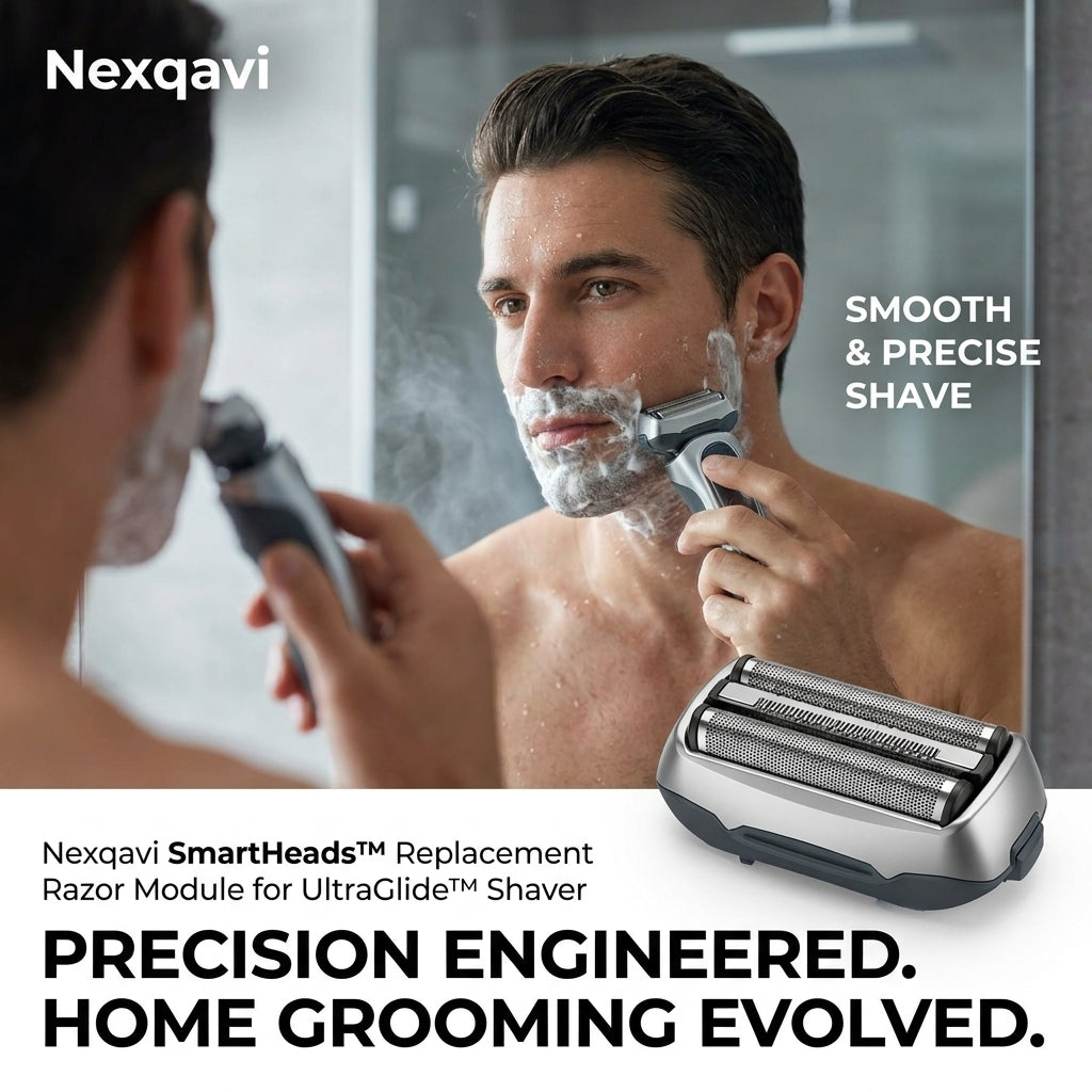 Nexqavi™ Replacement Razor Module for Shaver, Precision-Engineered 3-Stage Foil & Cutter Cassette with Skin-Glide Strip, Easy Snap-On Fit (Wet & Dry)