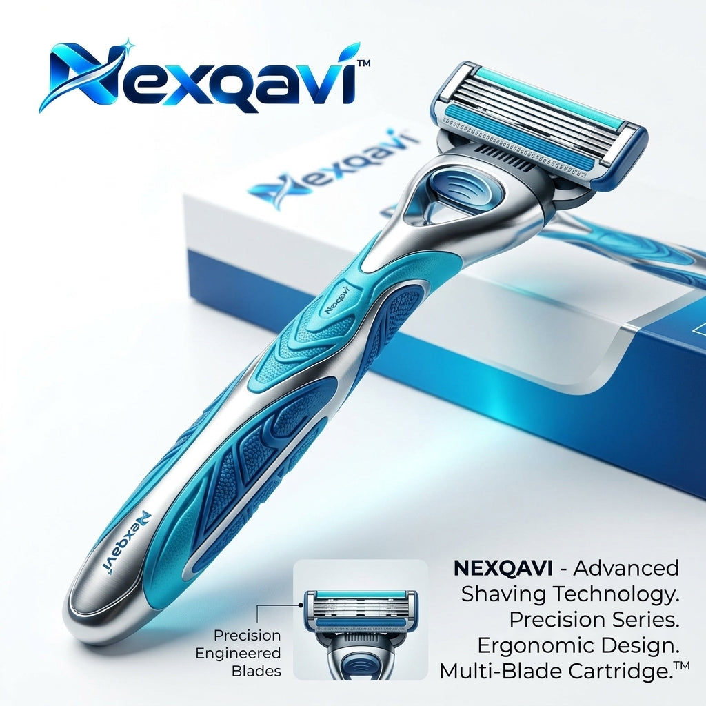 Nexqavi™ Precision Series Men’s Razor – Advanced Multi-Blade Cartridge with Precision-Engineered Blades, Ergonomic Weighted Non-Slip Handle & Smooth Glide Lubricating Strip for an Ultra-Close, Irritation-Free Shave