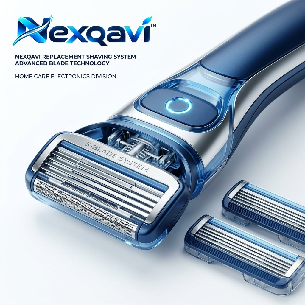 Nexqavi™ 5-Blade Electric Shaver for Men, Advanced Foil Shaving System with 2 Replacement Cartridge Heads, Precision Wet & Dry Grooming Razor with Smart LED Control