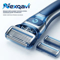Nexqavi™ 5-Blade Electric Shaver for Men, Advanced Foil Shaving System with 2 Replacement Cartridge Heads, Precision Wet & Dry Grooming Razor with Smart LED Control